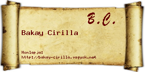 Bakay Cirilla névjegykártya